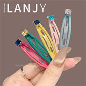 东大门新款 多巴胺侧边夹彩色滴油发夹精致闪钻bb夹碎发夹刘海夹