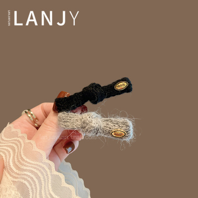 金标毛绒侧边夹秋冬网红高级感头饰温柔发夹女气质无痕毛毛刘海夹