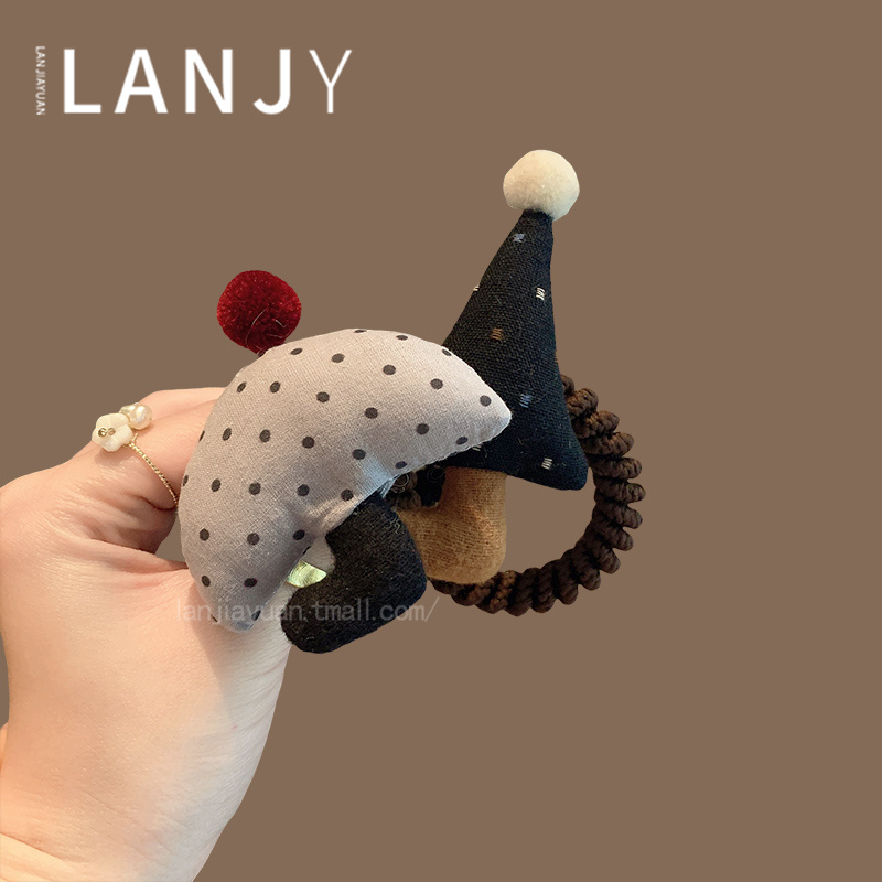 可爱卡通波点雨伞发绳韩版秋冬布艺填充棉头绳百搭少女感发圈发饰