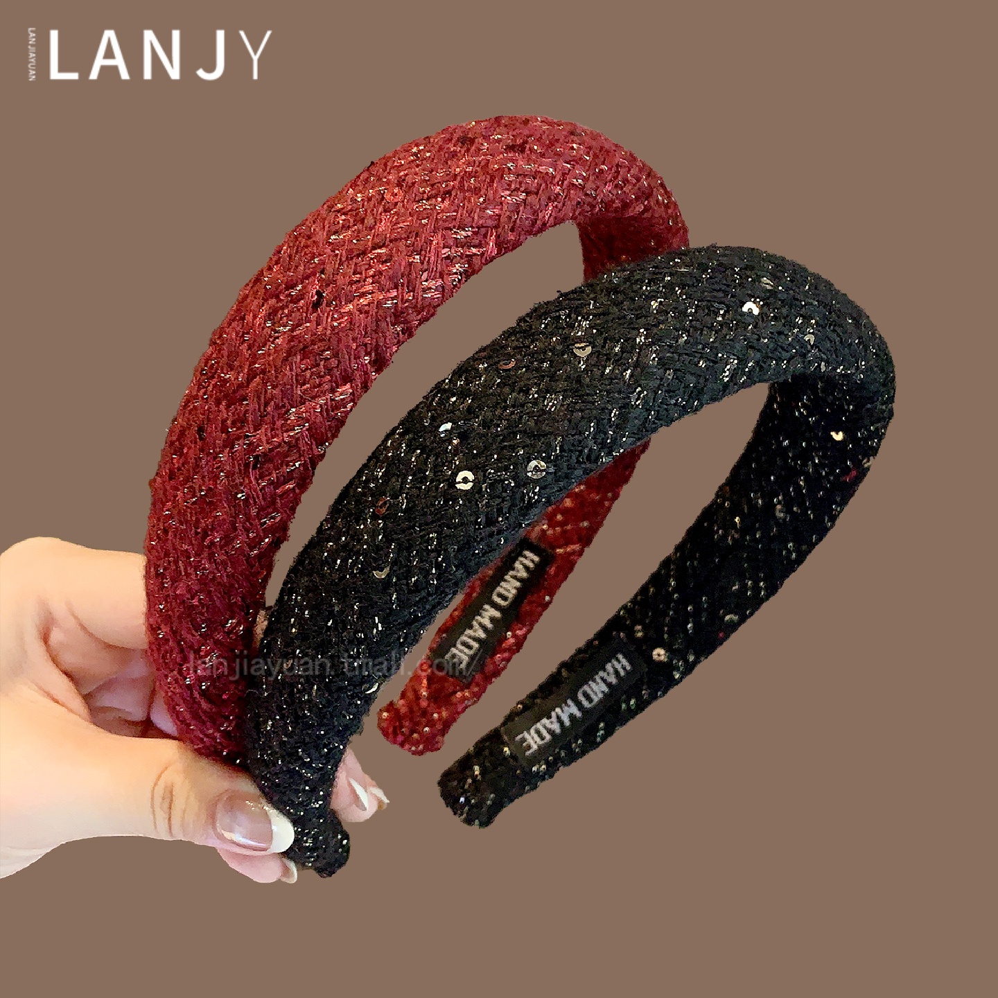 时尚复古秋冬毛呢发箍宽边高颅顶