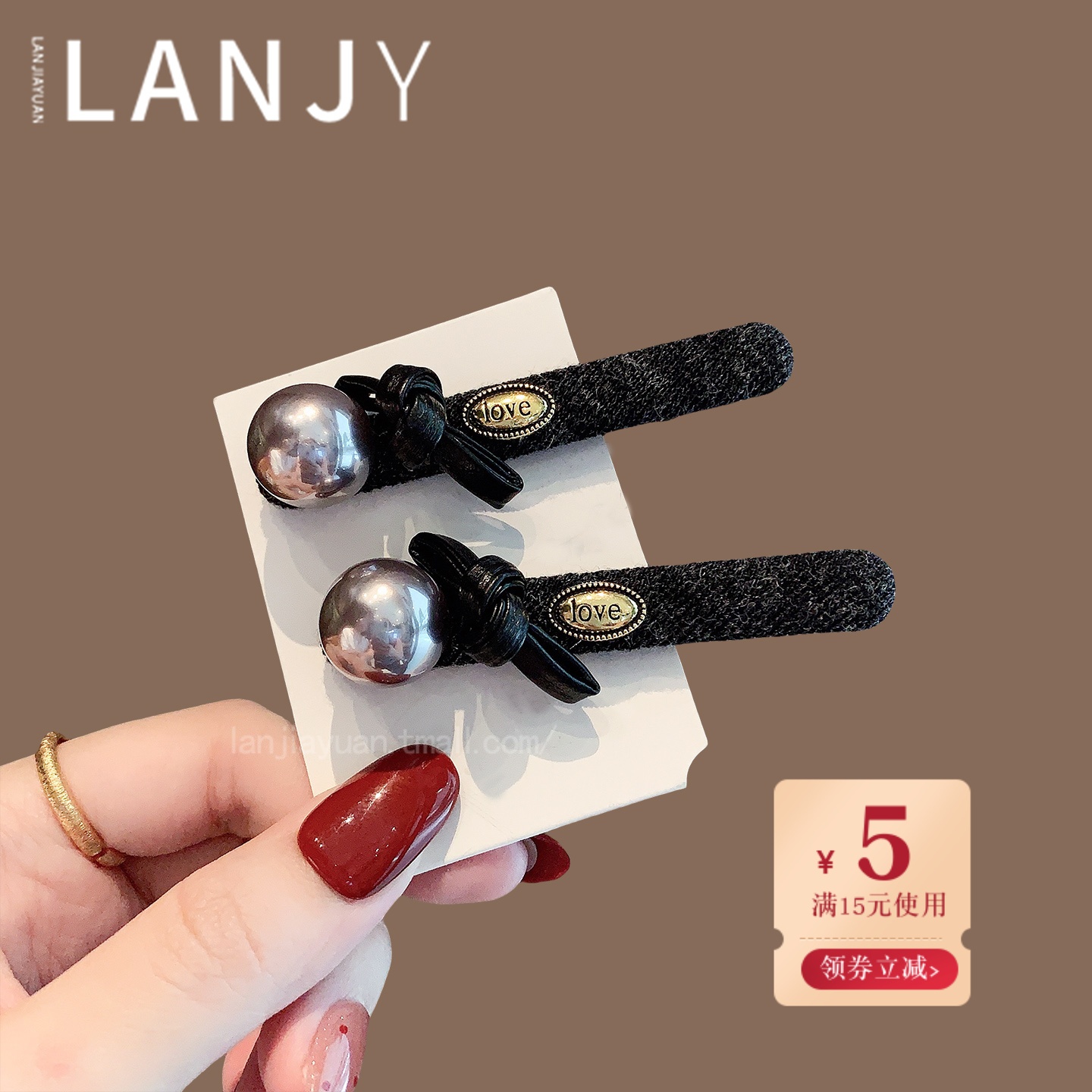 东大门新款皮质蝴蝶结发夹