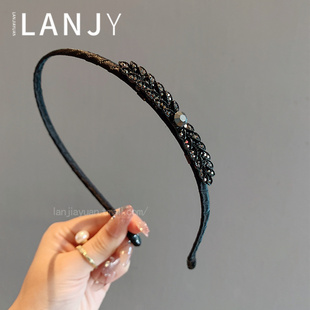 韩国简约水晶麦穗发箍气质清冷水钻蝴蝶结头箍高级感压发发卡发捆