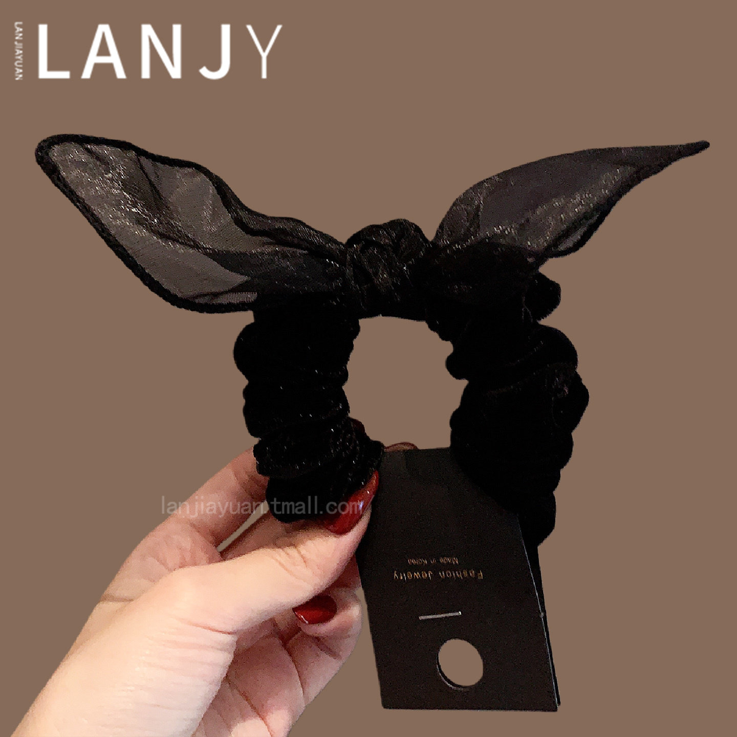 黑色网纱兔耳朵蝴蝶结发绳扎头发高级感小肠圈时尚百搭头绳发圈女,饰品/流行首饰/时尚饰品新,发饰,淘宝优惠券,粉丝福利购,淘宝优惠卷