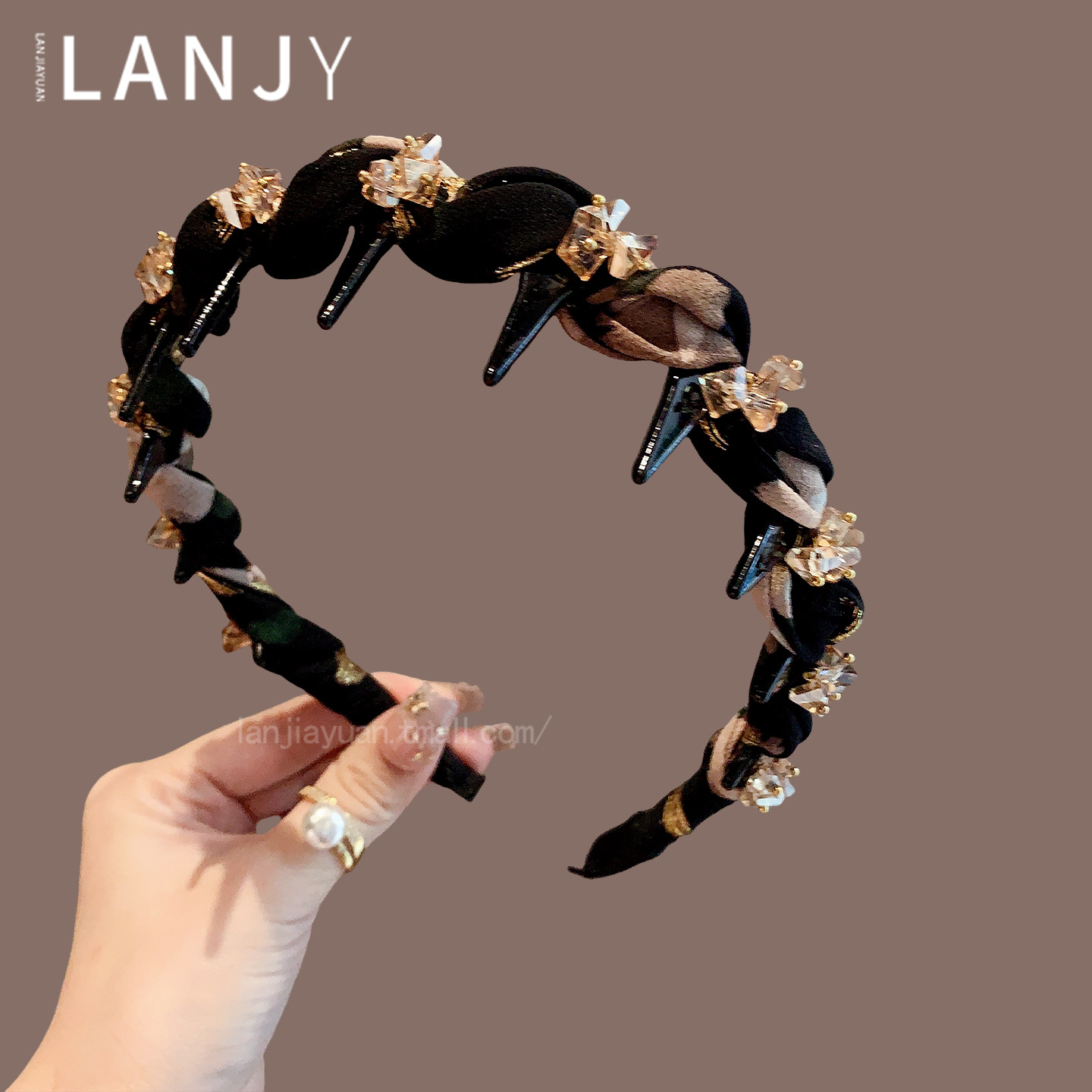 法式复古油画水钻头箍