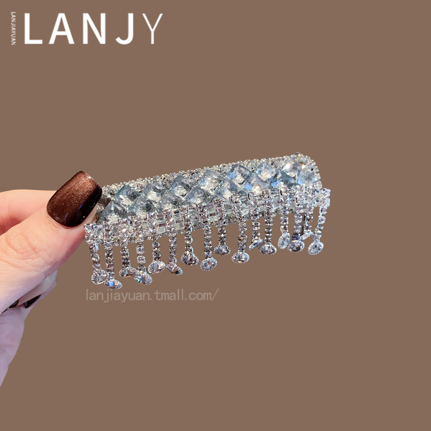 时尚高端蓝色水晶侧边夹精致水晶流苏bb夹轻奢高级感发夹刘海夹女,饰品/流行首饰/时尚饰品新,发饰,淘宝优惠券,粉丝福利购,淘宝优惠卷