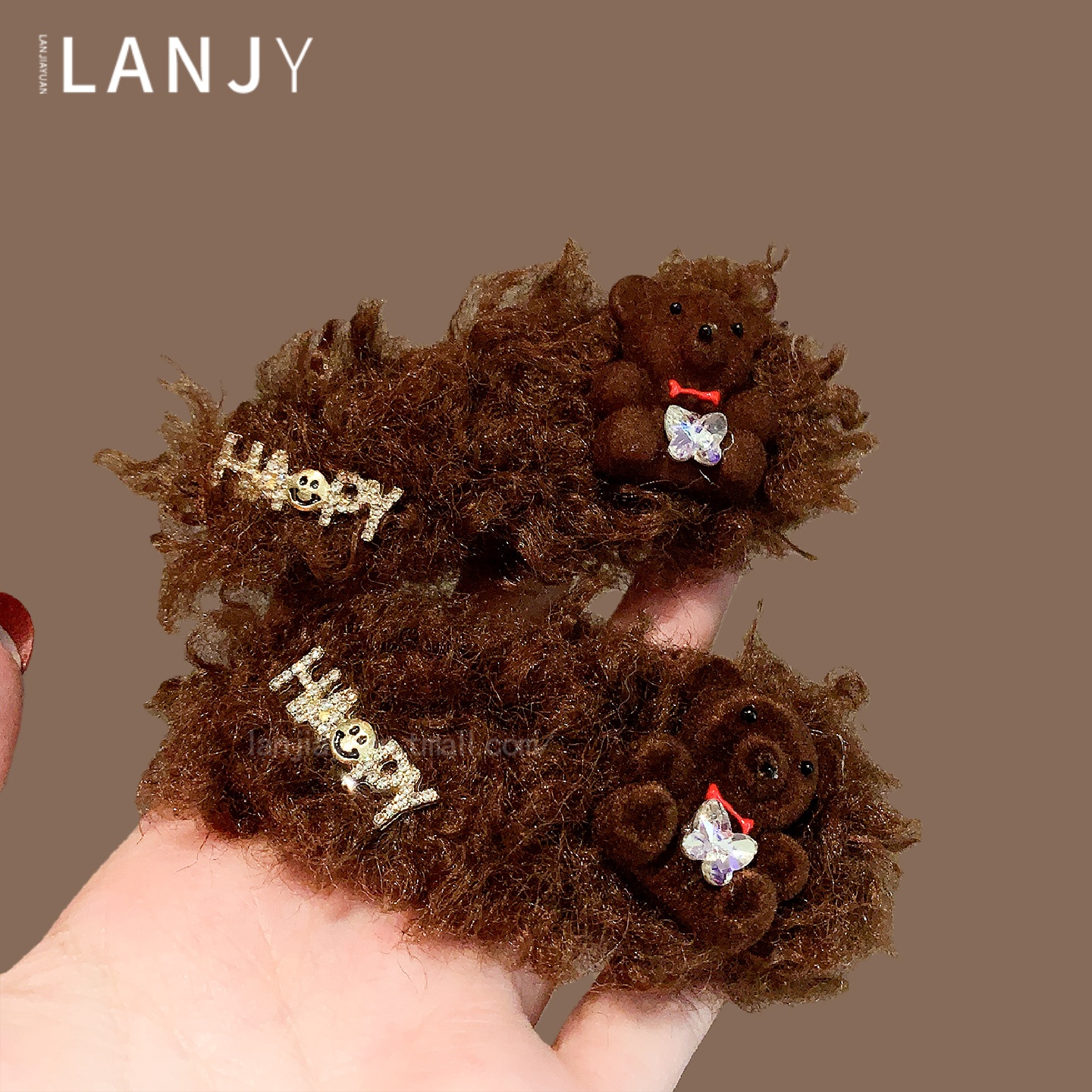 韩系可爱毛绒绒小熊发夹