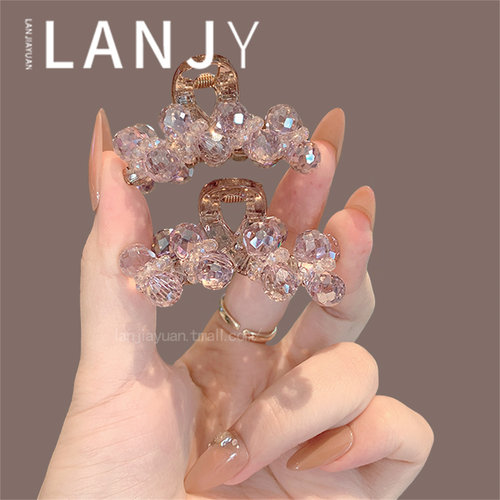 韩版轻奢满钻紫色水晶小抓夹