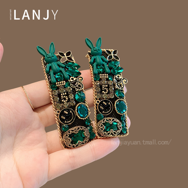 轻奢重工小兔满钻BB夹高级感边夹