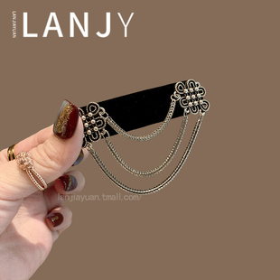 2025新款蒙古发夹植绒流苏挂链对夹刘海边夹BB夹少数民族头饰品