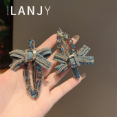 鸭嘴夹女复古牛仔水钻发夹边夹高级感前额碎发刘海夹 精致简约韩版