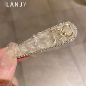 韩国发夹女简约可爱立体字母刘海夹镶钻BB夹一字夹时尚 气质碎发夹