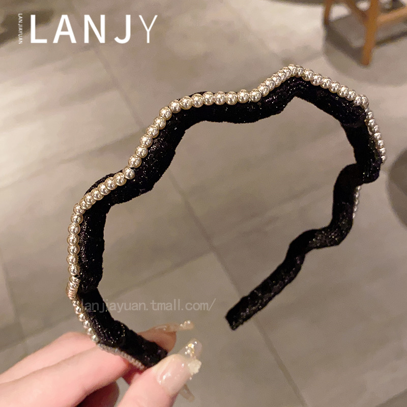 黑色高级感丝绒发箍女