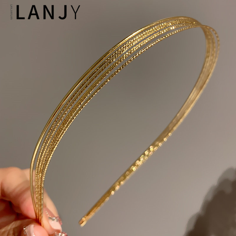 2024新款圣母光环发箍发冠双层头箍金属合金镂空细款简约发饰发卡