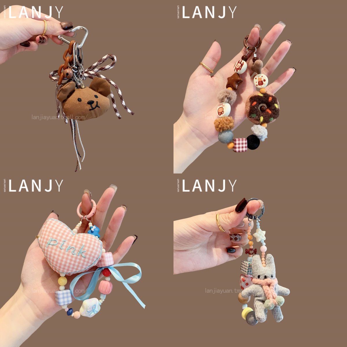 超可爱韩系格子爱心挂件2025年新款蝴蝶结链条包包挂饰甜美配饰女,饰品/流行首饰/时尚饰品新,链条,淘宝优惠券,粉丝福利购,淘宝优惠卷