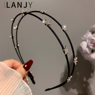 2025新款春夏星星水钻发箍女精致轻奢感重工细款双层发箍小众头饰