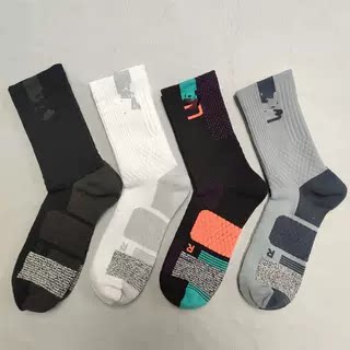 5双无缝对目左右脚防滑男长筒加厚毛巾底专业篮球功能运动袜微瑕
