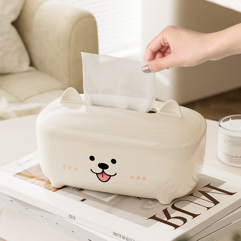 桌面纸巾盒可爱卡通表情抽纸盒多功能手机支架床头客厅纸抽盒女生