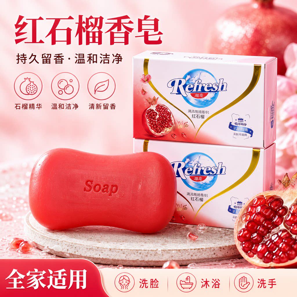 香皂洗脸沐浴排浊红石榴高端皂