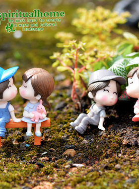 花盆小摆件小男孩树脂工艺品