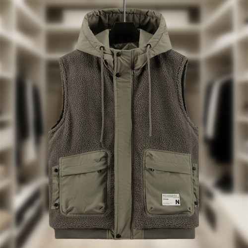 男士摇粒绒马甲休闲大口袋棉坎肩