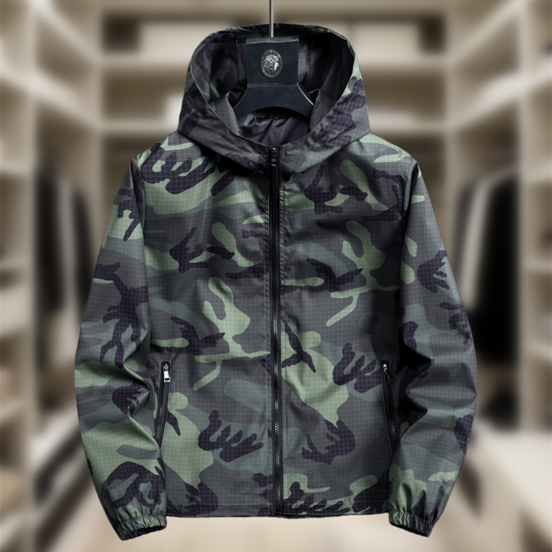 迷彩连帽夹克男2026新款春秋季户外薄款百搭宽松上衣潮流休闲外套