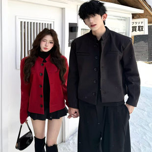 外套男春秋高级感痞帅西服国风中山装 垫肩西装 立领夹克 短款 新中式