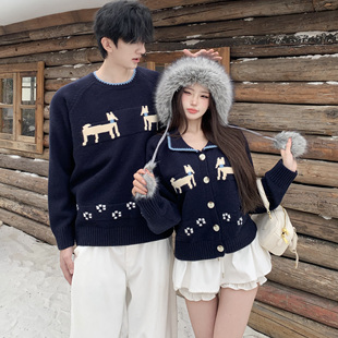 针织衫 情侣装 宽松法式 ins超火毛衣男女韩版 外套潮牌 秋冬2025新款