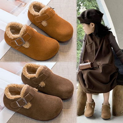 女童皮勃肯鞋二棉小皮鞋豆豆鞋子