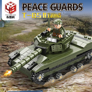 T85积木事M4虎式坦克99式38T34挑战者拼插模型装甲车战斗机玩具
