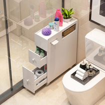 日式马桶夹缝边柜侧柜厕所带垃圾桶置物架浴室防水移动窄柜储物柜