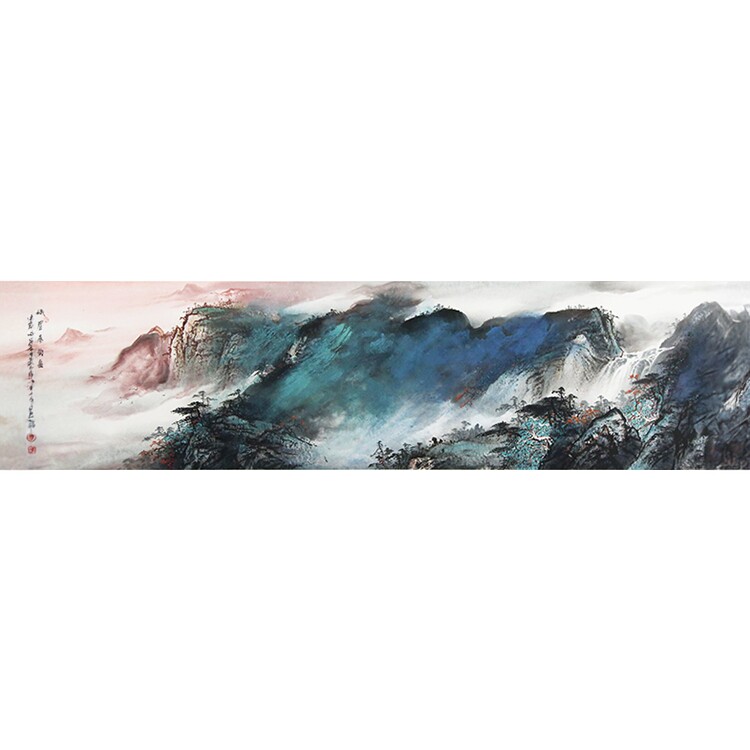 泼彩山水国画李建文手绘真迹江峡字画原作现代办公室客厅挂画装饰