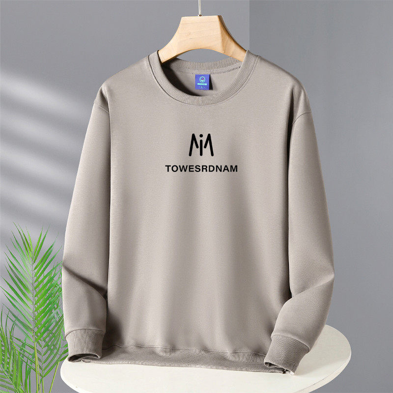 秋冬款纯棉圆领卫衣男宽松加绒加厚国潮青少年学生长袖t恤打底衫