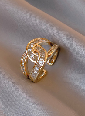 上仓现奥特莱斯撤柜清18K锆石指oet饰海货仓金开口戒utls女首奥莱