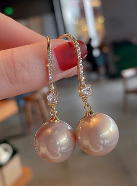 奥特莱清仓撤捡8K金珍珠耳扣饰utls配斯专柜柜漏1网红耳环耳oet饰