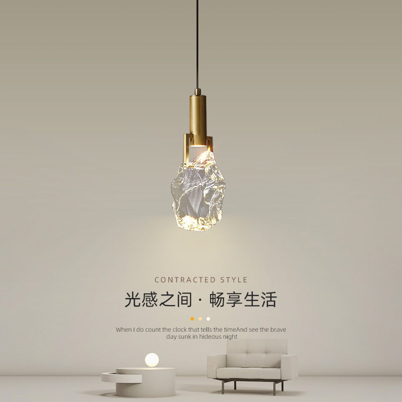 轻奢水晶吊灯卧室床头网红长线小吊灯现代简约创意客厅背景墙灯饰