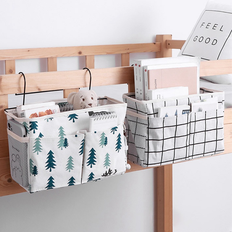 跨境床头收纳袋布艺收纳挂袋宿舍学生床边储物袋收纳置物挂篮