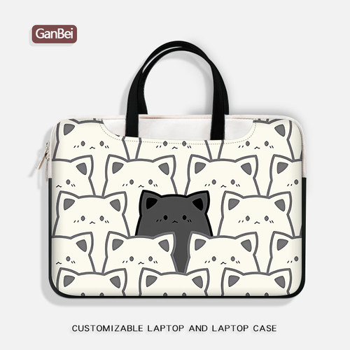 卡通猫咪电脑包女适用2024新款苹果macbookair 13联想小新Pro16华为matebook14小米戴尔华硕惠普手提袋15.6寸