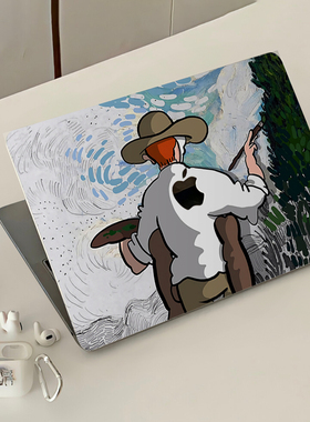 油画风适用苹果macbookair15保护壳笔记本2023款M2电脑pro套macpro14寸13.3透明macbook膜M1配件2022软16mbp