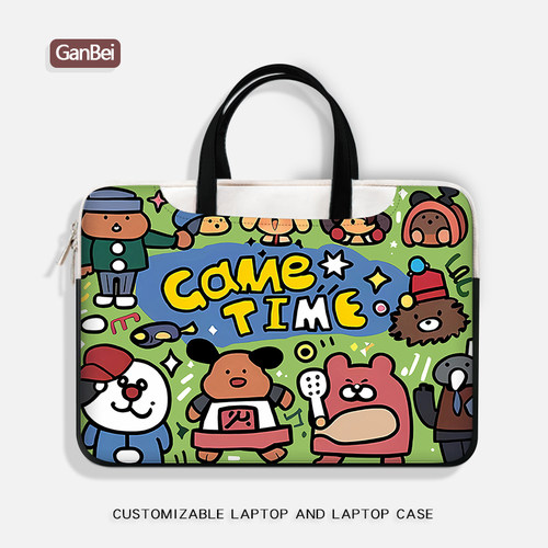 插画电脑包女适用2024新款苹果macbookair 13联想小新Pro16华为matebook14小米戴尔华硕惠普卡通手提袋15.6寸