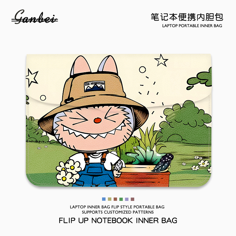 拉布布笔记本电脑翻盖内胆包适用M4苹果macbookair13.3华为matebook14联想小新pro16寸华硕戴尔女15点6保护套