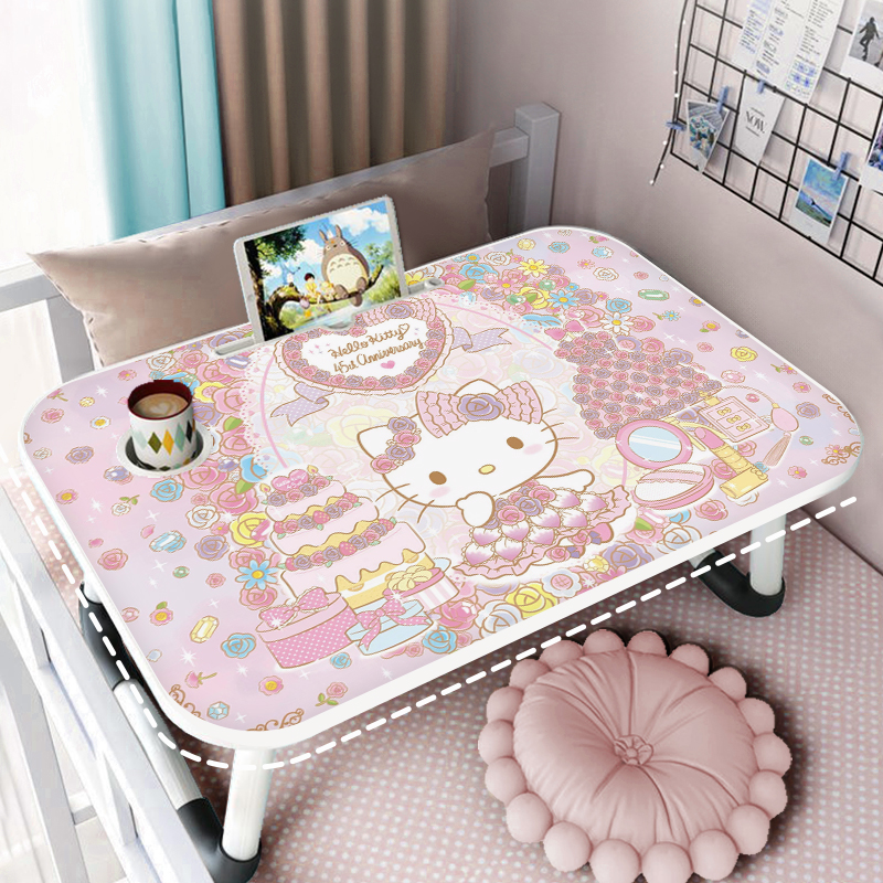 HelloKitty床上小桌子可折叠小桌板笔记本电脑桌懒人支架办公书桌大学生宿舍学习家用卧室飘窗炕桌儿童阅读桌