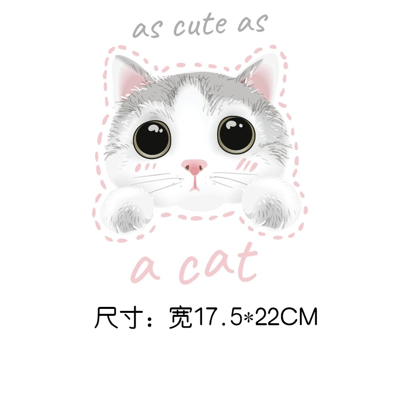 2021可爱烫绘图案贴猫咪画烫柯式热手g一只猫图衣服转印动物卡现