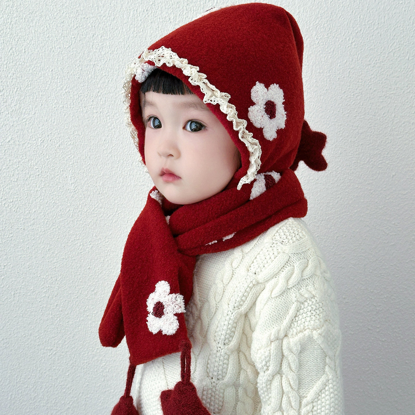 儿童帽子秋冬季韩版花朵洋气女孩保暖毛线帽外出防风女宝宝护耳帽,童装/婴儿装/亲子装,帽子,淘宝优惠券,粉丝福利购,淘宝优惠卷