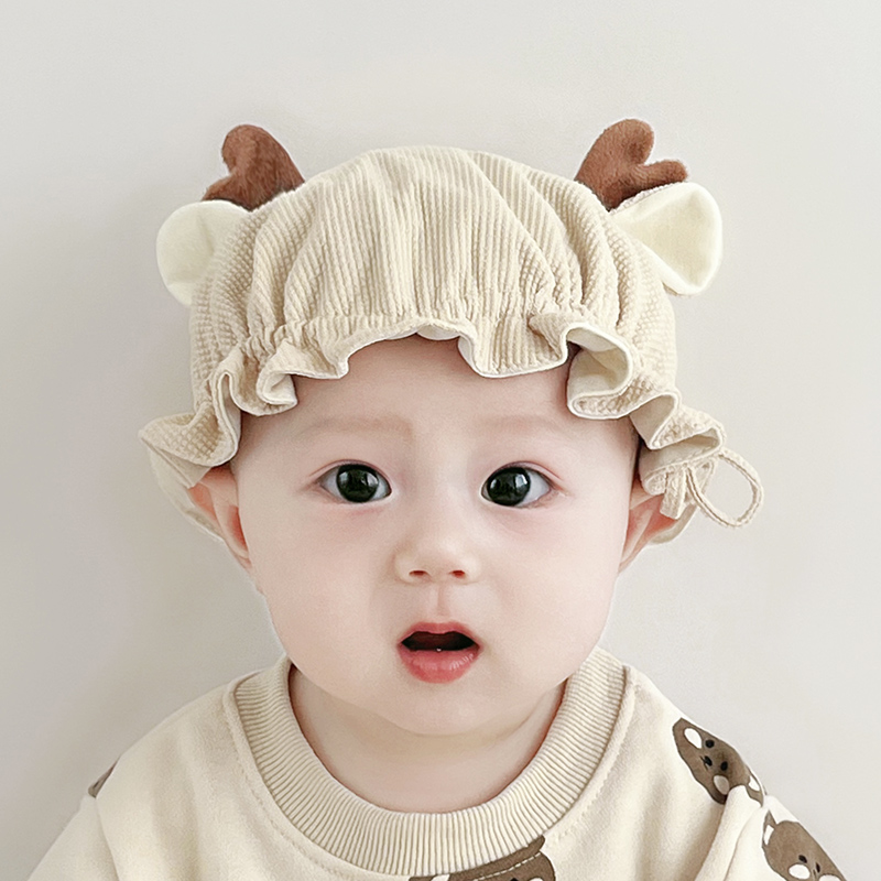 婴儿帽子春秋款小月龄婴幼儿渔夫帽纯棉可调节新生男童女宝宝盆帽