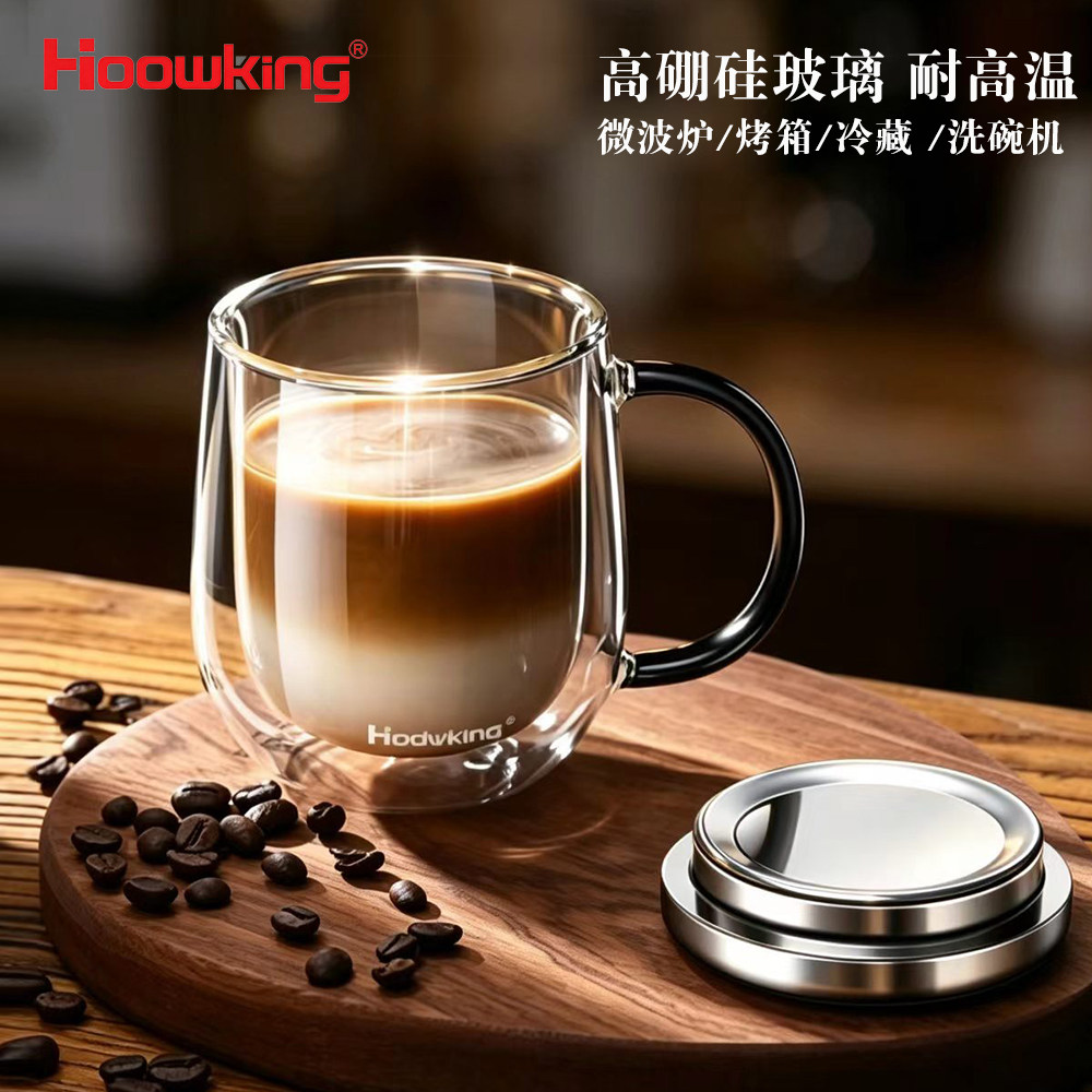 双层玻璃水杯家用带把手高颜值图片