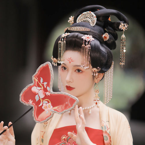羽钿坊发饰套装保色铜配唐风步摇