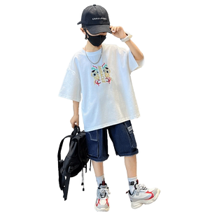 男童夏装短袖t恤2026新款儿童男孩中大童夏季薄痞帅宽松洋气上衣