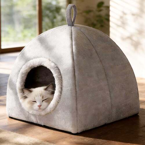 猫窝冬季保暖半封闭式安全感冬加厚不塌陷猫房子宠物床睡觉用狗窝
