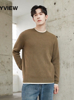 Anyview美式复古羊毛衫内搭高级感条纹男秋冬