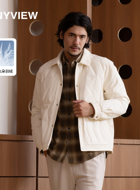 ANYVIEW专柜同款羽绒夹克短款新款男士羽绒服简约翻领白鸭绒百搭